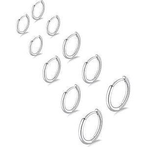 5 Pairs Small Silver Hoop Earrings Set, Cute Helix Huggie Earrings For Women